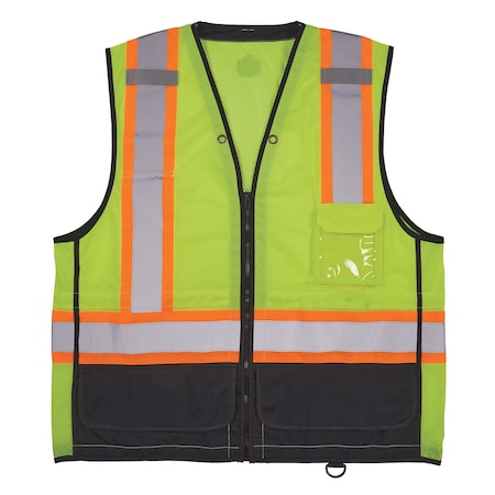 Ergodyne Two-Tone/Black Bottom Safety Vest 2XL, 3XL Class 2 U Back, , Zipper 2 Mic Tab, ID Window 8251HDZBK
